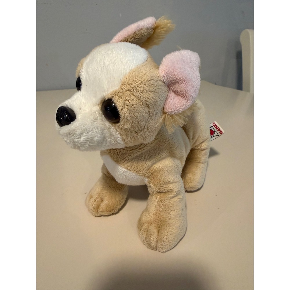 Ganz Webkinz Long Haired Chihuahua Plush Tan White Dog Stuffed Animal HM536